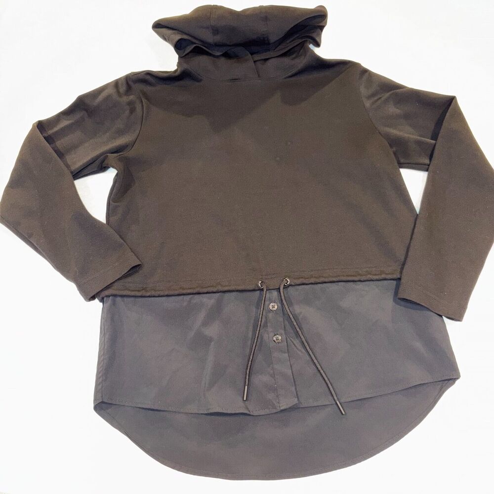 Athleta Gallery Hoodie Top Womans Black Long Sleeve, small, gorpcore, athleisure